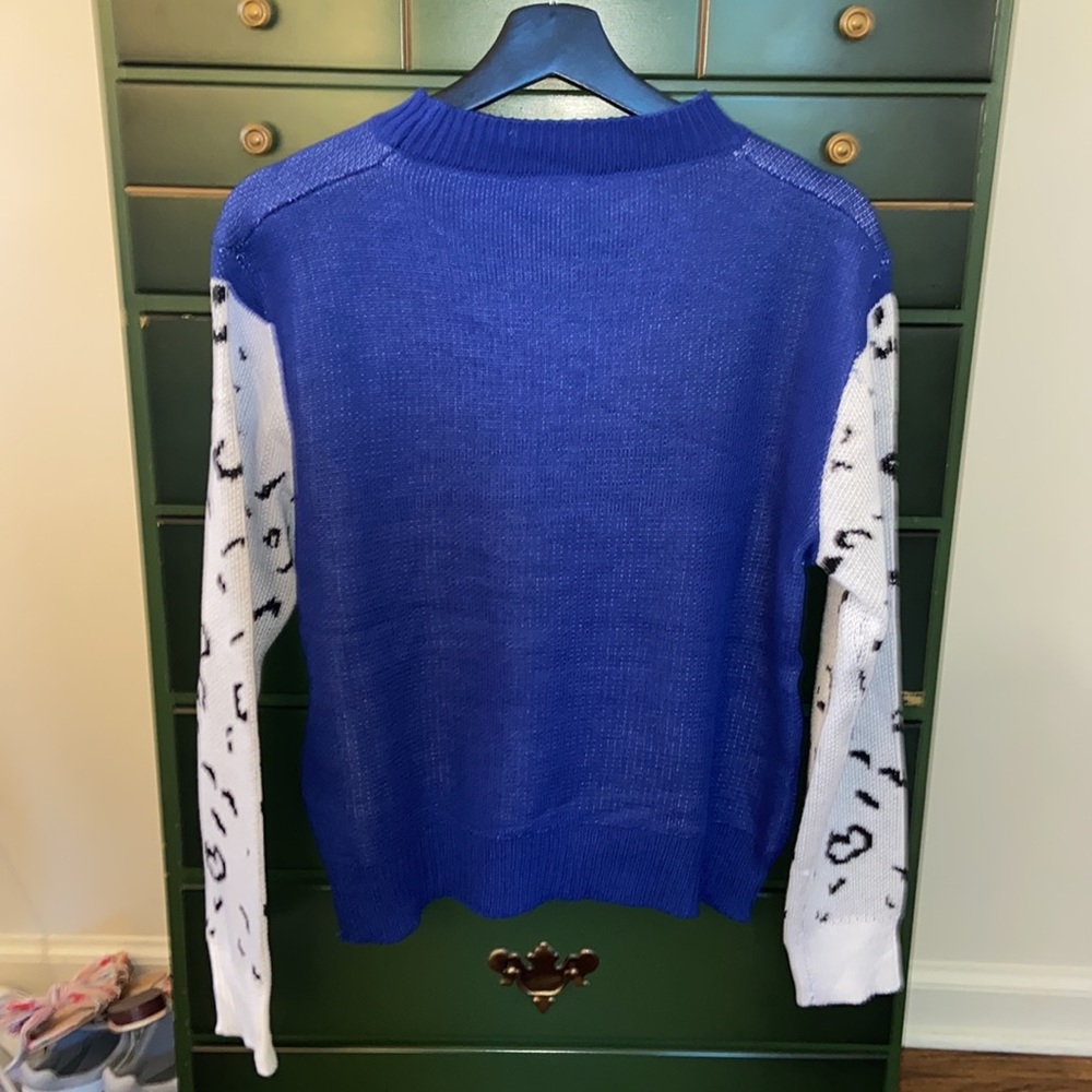 Pink Ripple Blue Leopard Sweater - Picture 2 of 4